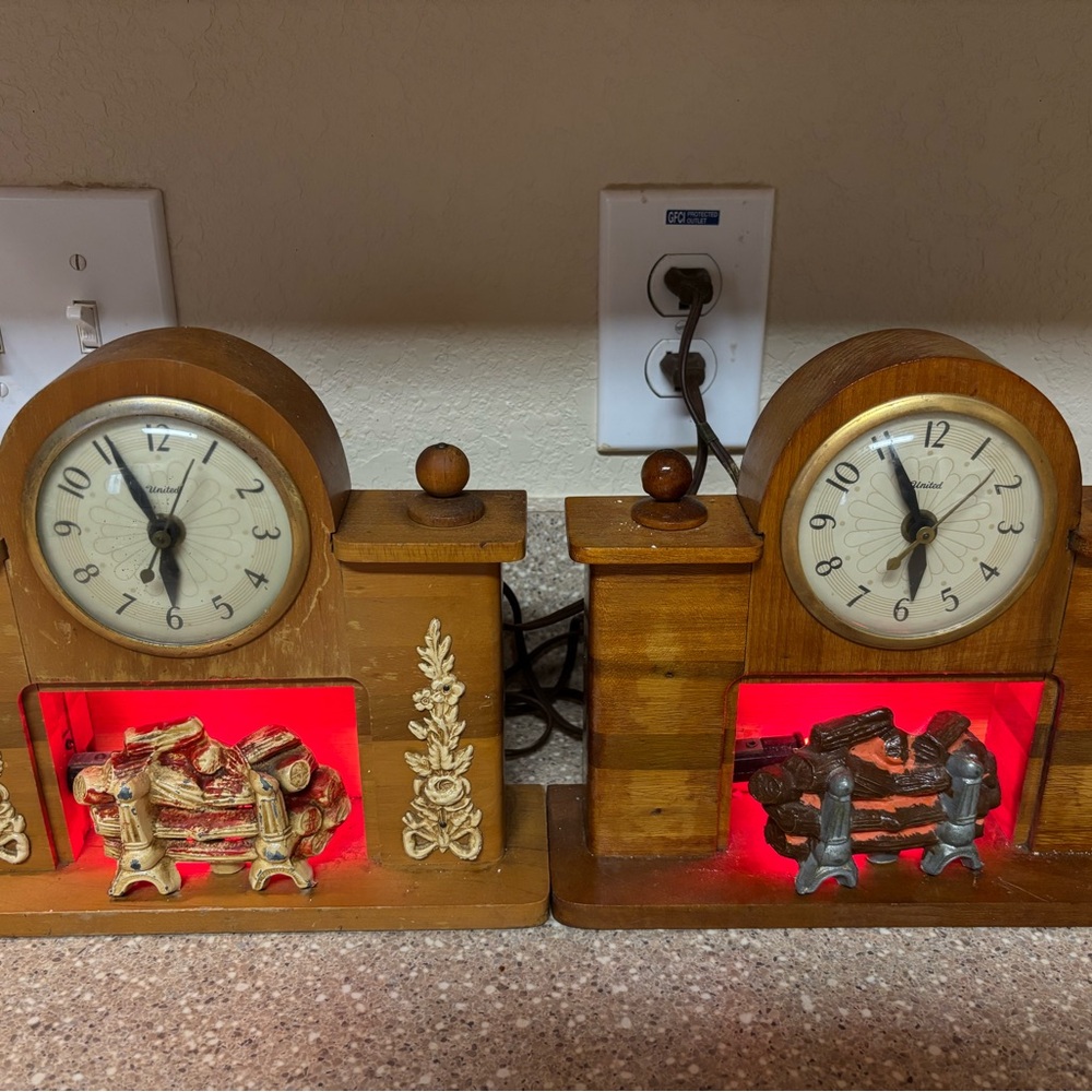 Brown and Red Decorative Clocks with Traditional Design